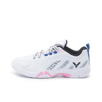 VICTOR Cushioned Slip Resistant Abrasion Resistant Low Top Badminton Shoes Unisex White