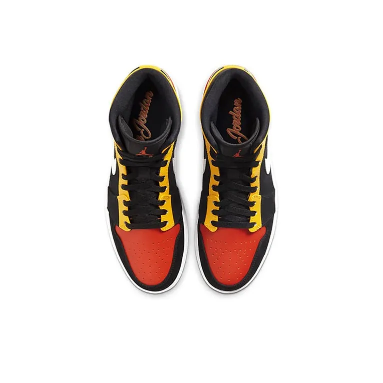 Jordan 1 Mid Black Amarillo Orange-3