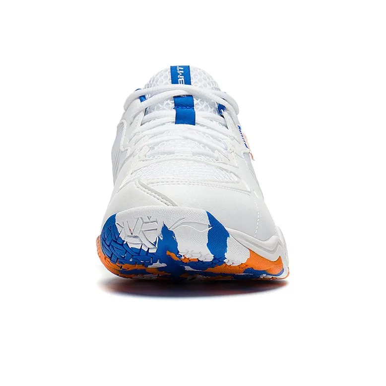 LiNing Sound Waves 2 Generations Cushioned Slip Resistant Abrasion Resistant Low Top Badminton Shoes Unisex White Blue-4
