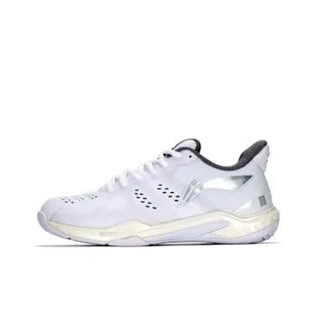 LiNing Cloud Thunder Breathable Cushioning Low Top Badminton Shoes Women's Silver White