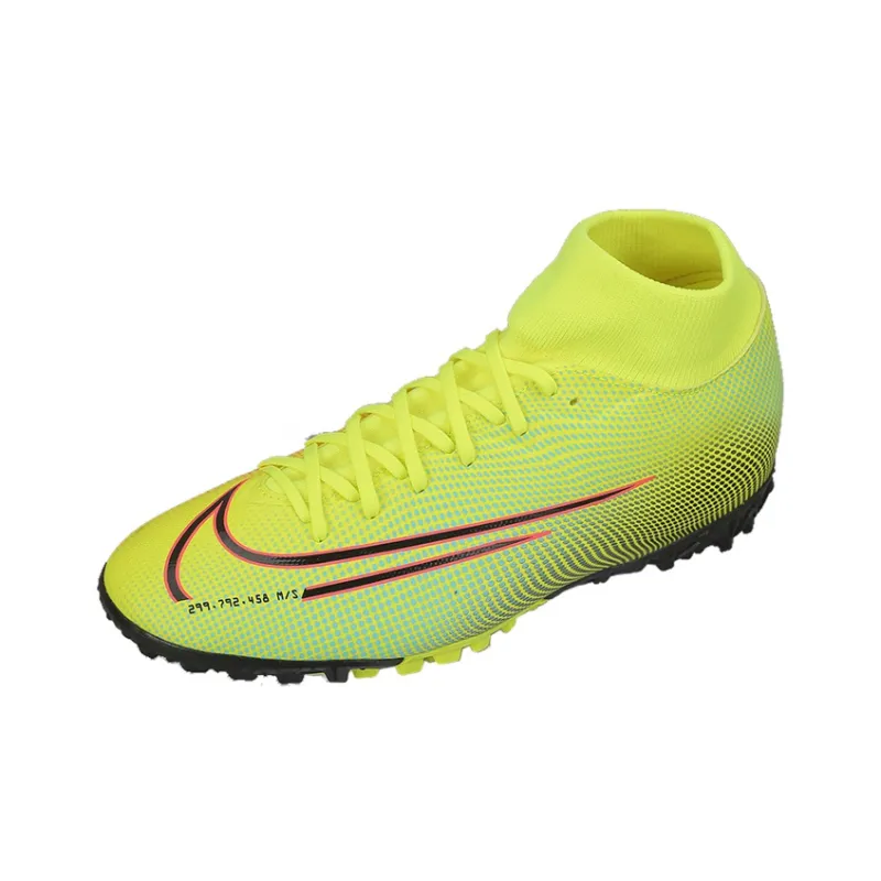 Nike Mercurial Superfly 7 TF Rubber Broken Studs Wear Resistant Soccer Shoes Men's Lemon-2