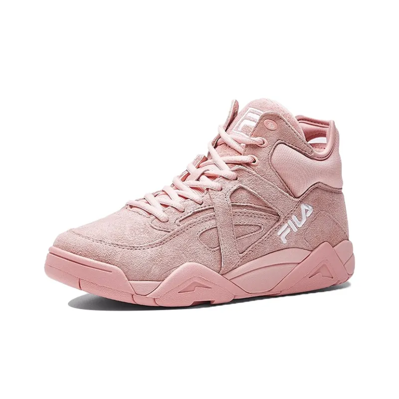 FILA Cage Cushioning Anti Slip And Wear Resistant Coverage Mid Top Vintage Basketball Shoes Women's Cherry Blossom Pink-1