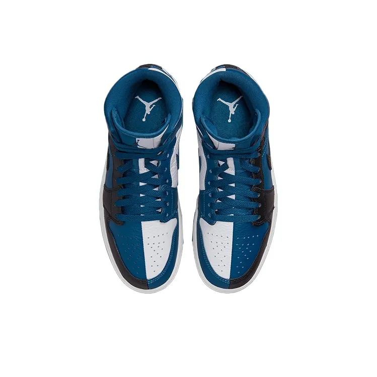 Jordan Air Jordan 1 Mid Split 'French Blue' Mid-Top Vintage Basketball Shoes Men's Black White Blue-3