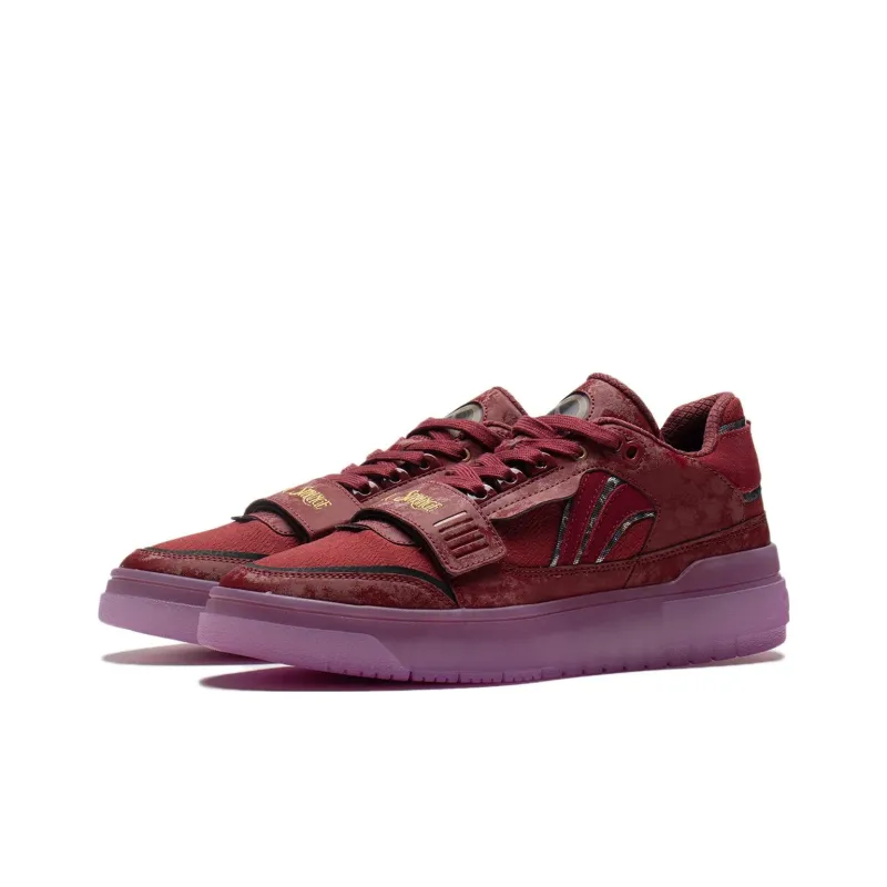 LiNing Rookie Wear Resistant Low Top Vintage Basketball Shoes Men's Bicycle Red-2