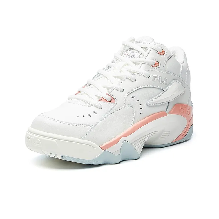 FILA Jamball Cushioning Wear-Resistant Mid-Top Vintage Basketball Shoes Women's White Gray-1