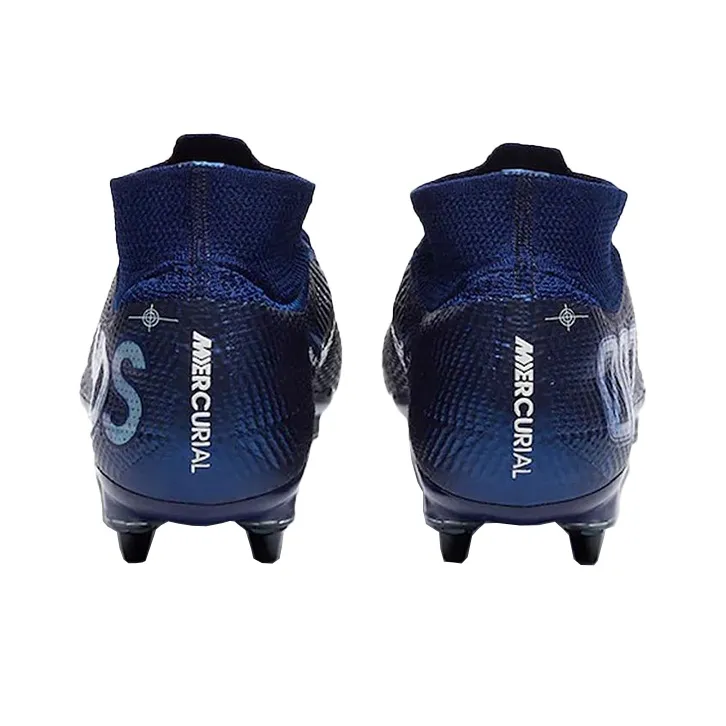 Nike Mercurial Superfly 7 SG Metal Long Studs Anti-Slip Wear-Resistant Soccer Shoes Men's Blue White-2