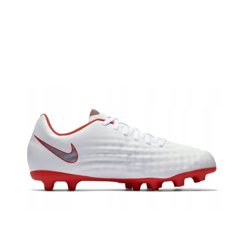 Nike Magista Obra 2 FG Rubber Long Studs Cushioning Anti-Slip And Wear-Resistant Soccer Shoes Men's White Red-1