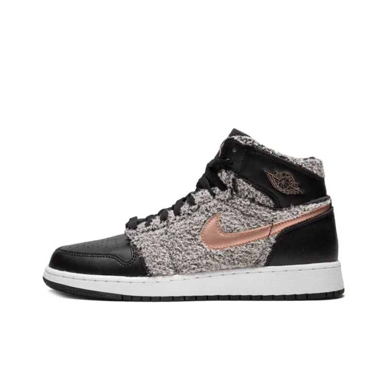 JORDAN 1 Retro High Fleece Black Metallic Red Bronze GS-0