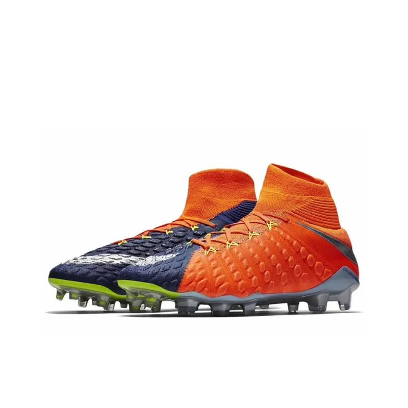 Nike HypervenomX Phantom 3 FG Rubber Long Studs Anti Slip Wear Resistant Soccer Shoes Men's Orange-2
