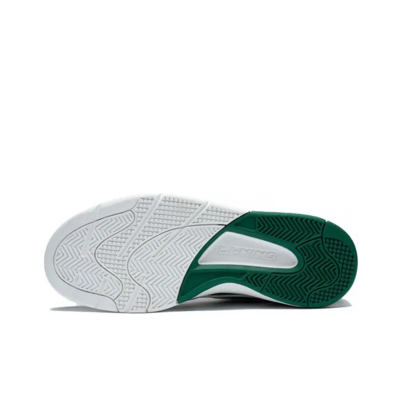 LiNing Basketball Culture OG 90 Durable Breathable Low Top Vintage Basketball Shoes White Green-4