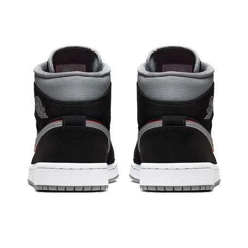Jordan 1 Mid Black Particle Grey Gym Red-4