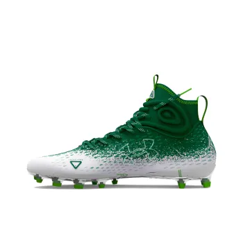 Under Armour FG Rubber Long Studs Slip Resistant, Abrasion Resistant, Breathable Soccer Shoes Men's White Green