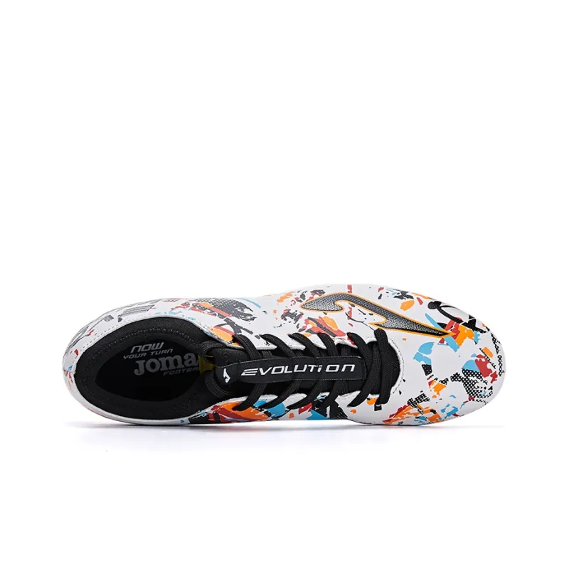 Joma Evolution MG Rubber Short Studs Artificial Ground Anti Slip Wear Resistant Soccer Shoes Men's White Black-2