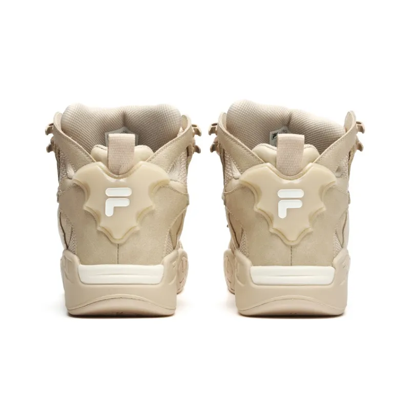 FILA FUSION Desperado We Mid Top Vintage Basketball Shoes Women's Cassava Powder Snow White-3