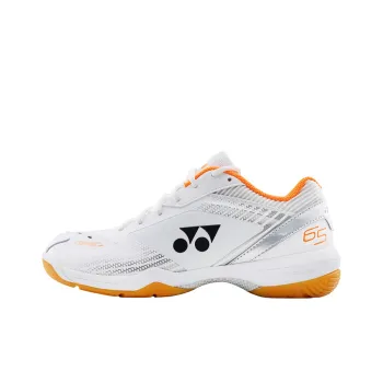YONEX 65 3 Low Top Badminton Shoes Unisex White Silver Orange Loose Fit