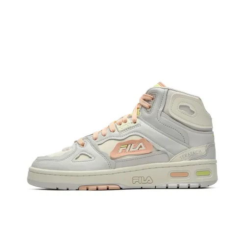 FILA FUSION Teratach Vintage Basketball Shoes Women's Mid-Top White/Yellow/Orange