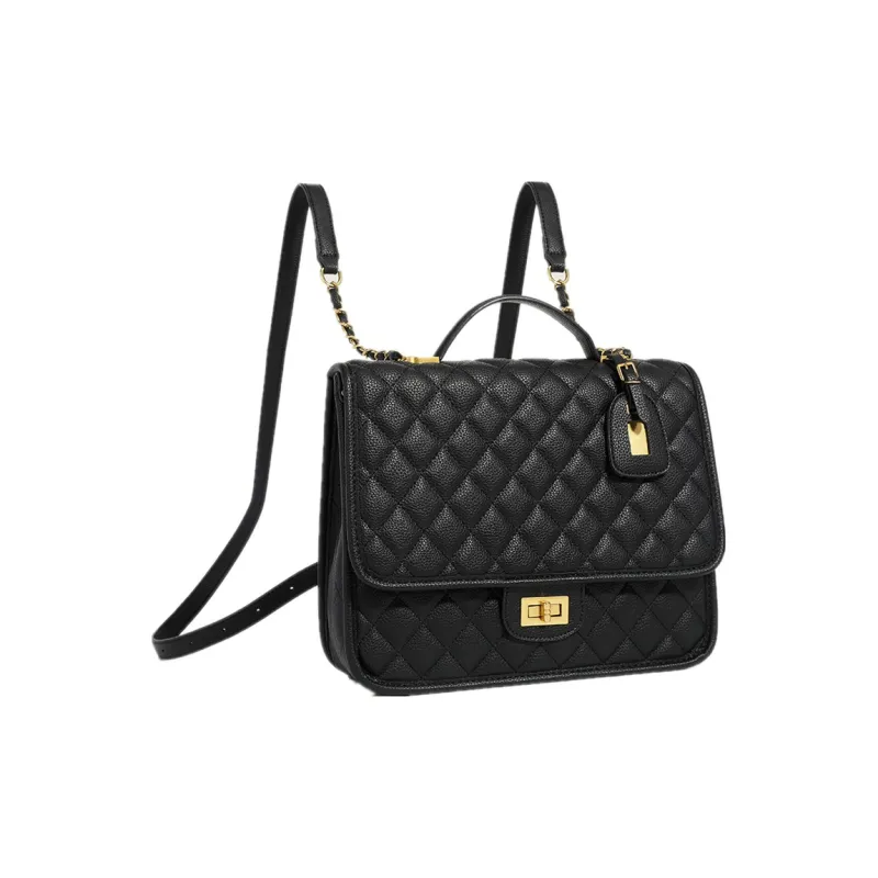 NOMK PU Small Square Bag Backpack Medium Size Women's Black-1