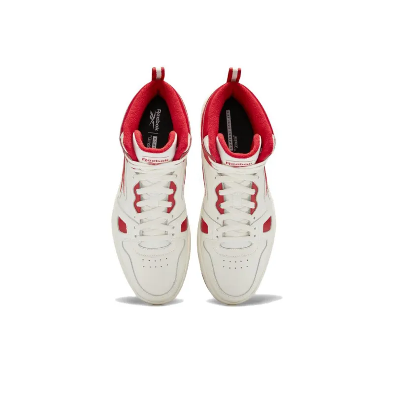 Reebok Resonator Mid Anti Slip Wear Resistant High Top Vintage Basketball Shoes Unisex White Red-3