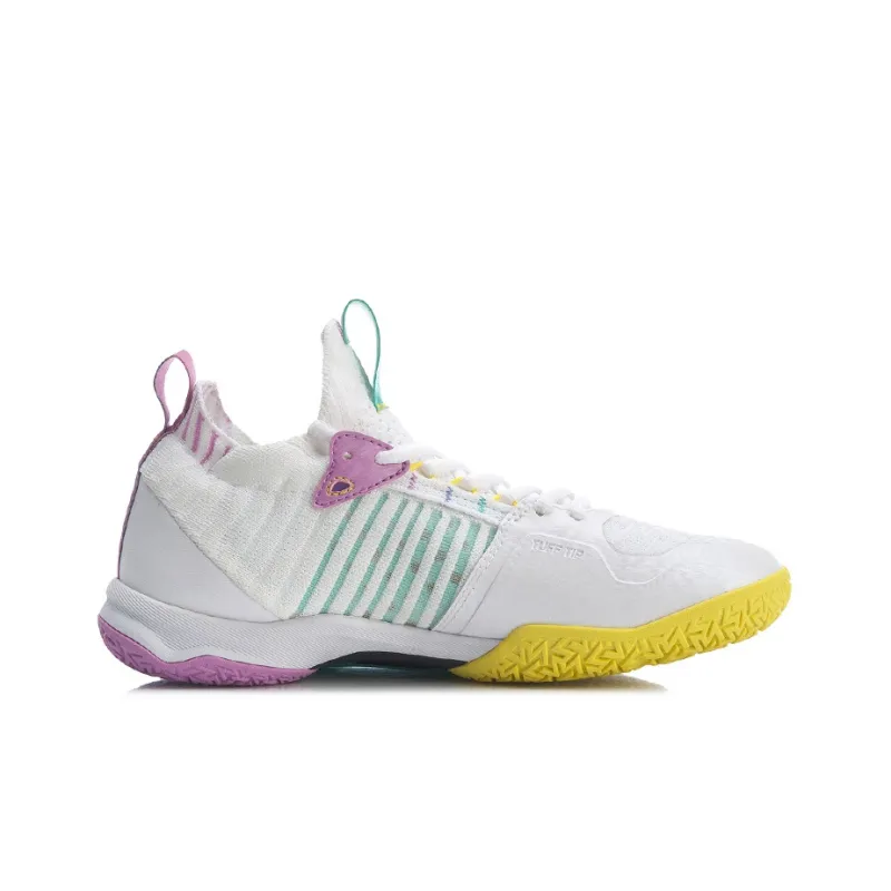 LiNing Raid Durable Breathable Low-Top Badminton Shoes Women's White Blue Purple-1