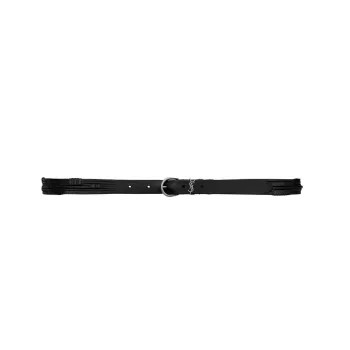 SAINT LAURENT Cut-Out Decorative Ribbon Tie Detail Pin Buckle Leather Belts Women's Black Width: 2cm