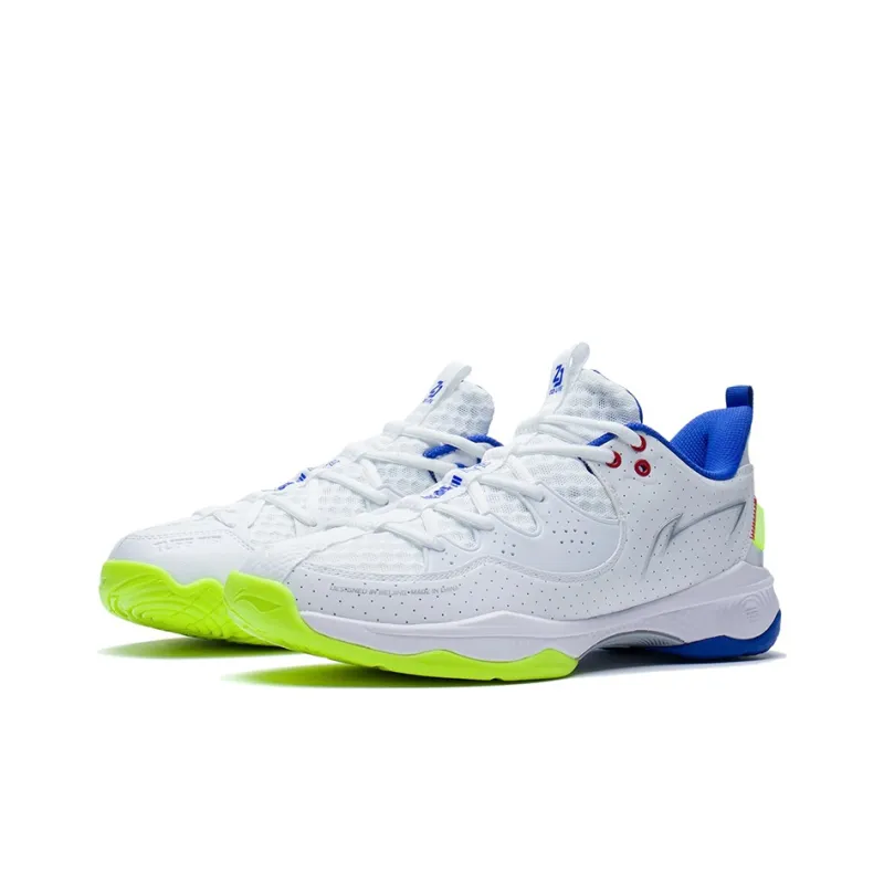 LiNing Battle Halberd Ⅲ LITE Cushioning Anti-Slip And Wear-Resistant Low-Top Badminton Shoes Unisex White Blue-2