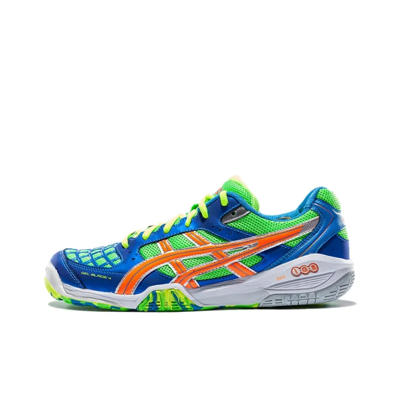 Asics Gel-Blade 4 Anti-Slip Wear-Resistant Low-Top Badminton Shoes Men's Blue Orange-0