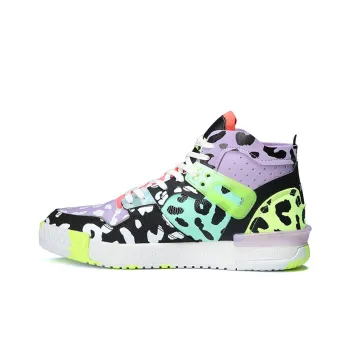 PEAK Taichi Anti Slip Wear Resistant High Top Vintage Basketball Shoes Men's Black Purple Green