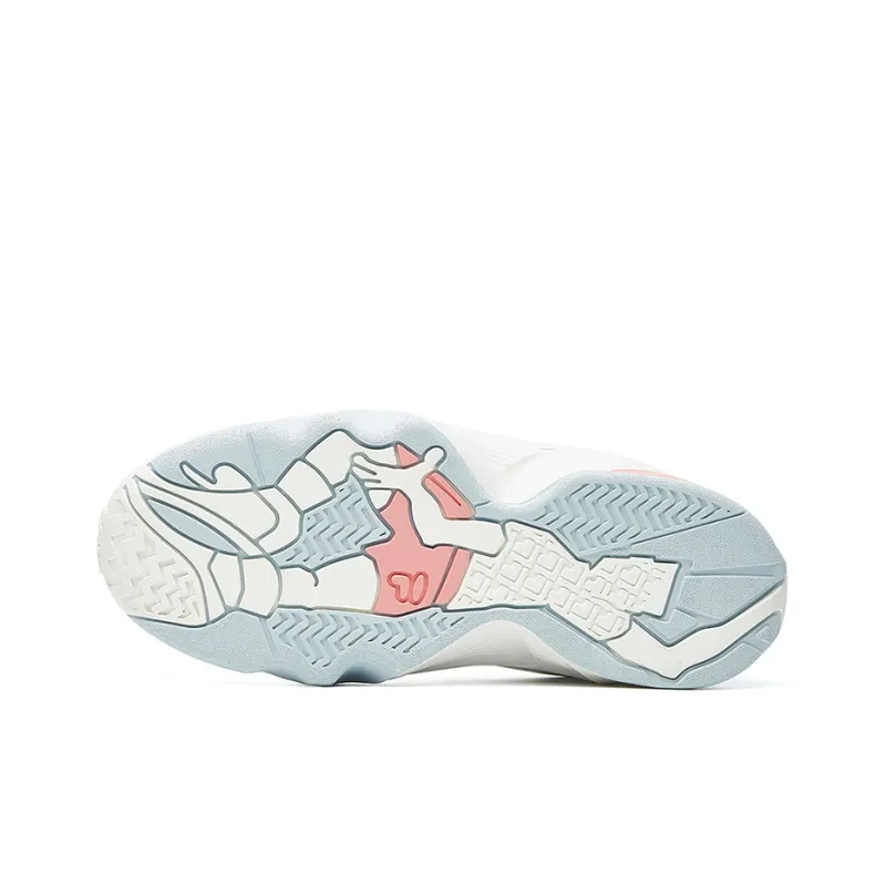 FILA Jamball Cushioning Wear-Resistant Mid-Top Vintage Basketball Shoes Women's White Gray-3