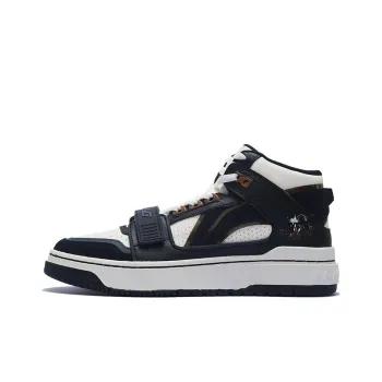 LiNing Rookie High Dream Chasing Theme Runway Abrasion Resistant Mid Top Vintage Basketball Shoes Men's Black White