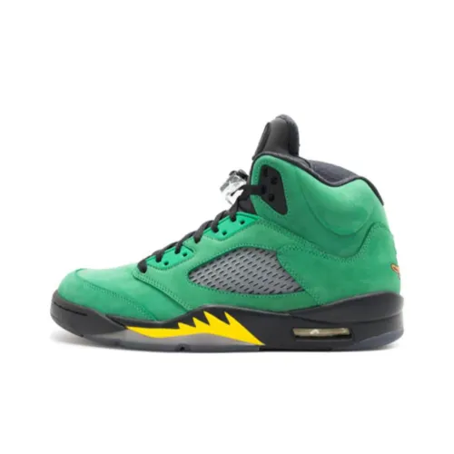 Air Jordan 5 Vintage Basketball Shoes Men High-Top Black/Apple Green/Yellow