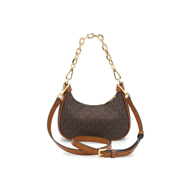 MICHAEL KORS Canvas With Leather Clutch Handbag Shoulder Bag Women's Brown-2