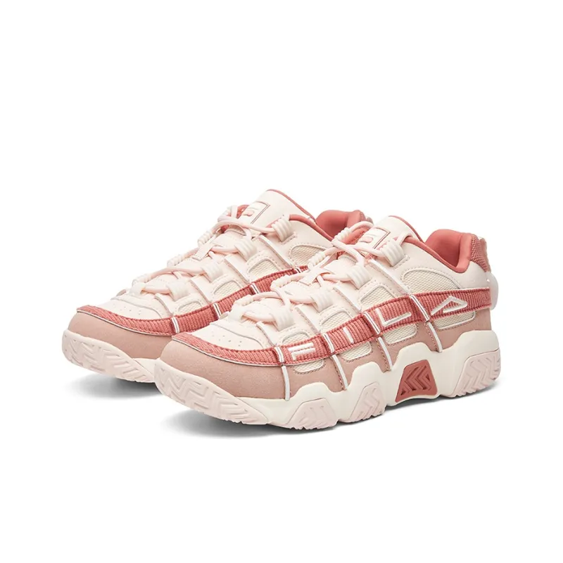 FILA FUSION ADE Barricade Cushioning Abrasion Resistant Breathable Low Top Vintage Basketball Shoes Women's Peach Pink-2