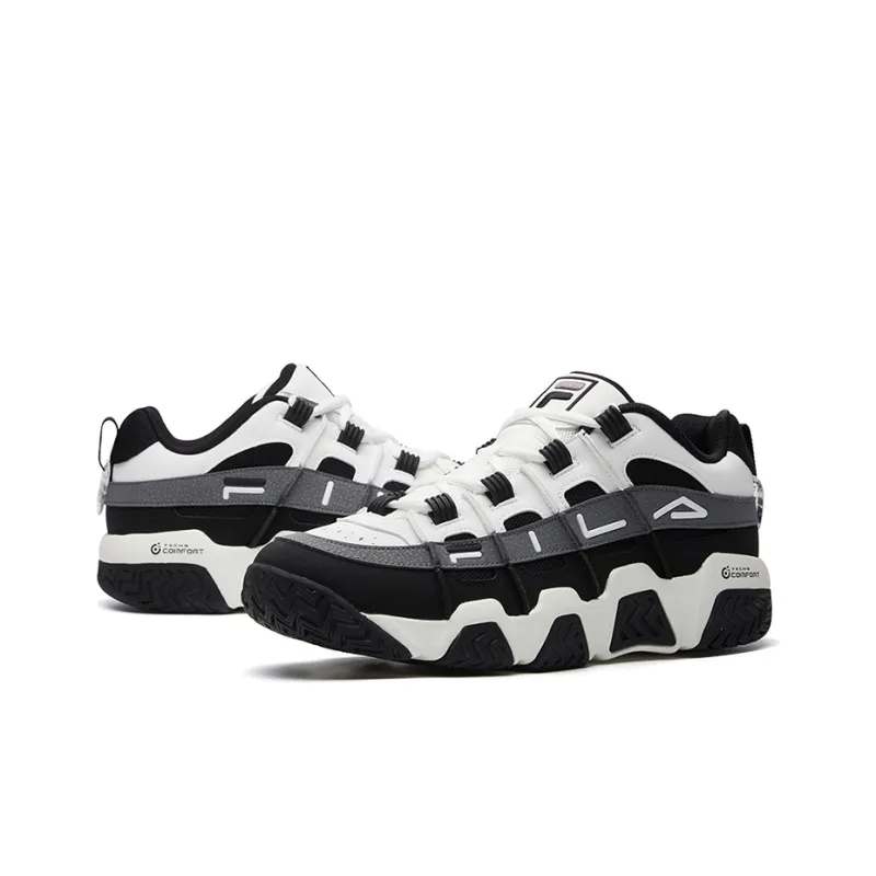 FILA Barricade Cushioning Anti Slip Wear Resistant Breathability Low Top Vintage Basketball Shoes Men's Black-3