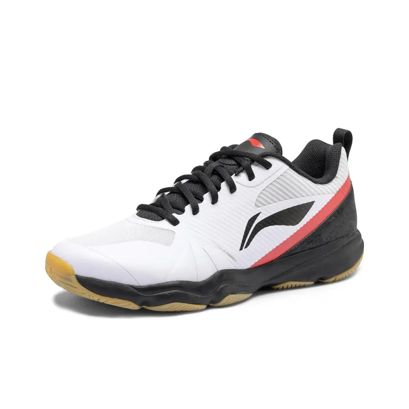 LiNing CS16 Anti Slip Wear Resistant Low Top Badminton Shoes Unisex White Black Red-2