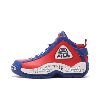 TM PAINT X ATMOS x FILA Grant Hill 2 Anti-Slip Wear-Resistant Mid-Top Vintage Basketball Shoes Men's Red Blue White