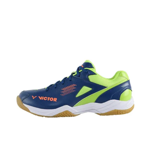 VICTOR Cushioning, Slip Resistant, And Abrasion Resistant Low Top Badminton Shoes Unisex Navy Blue Green