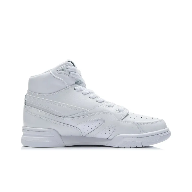 LiNing 937 Deluxe Hi Cushioning Anti Slip And Wear Resistant High Top Vintage Basketball Shoes Men's White-1