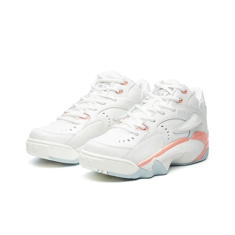FILA Jamball Cushioning Wear-Resistant Mid-Top Vintage Basketball Shoes Women's White Gray-2