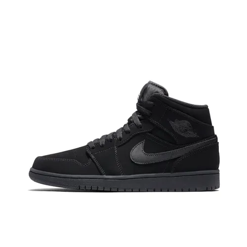 Jordan 1 Mid Black Black White