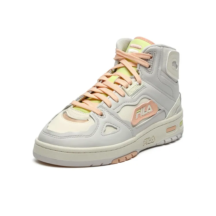 FILA FUSION Teratach Vintage Basketball Shoes Women's Mid-Top White/Yellow/Orange-1