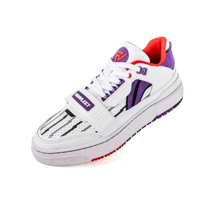 LINING Rookie Vintage Basketball Shoes Men Low Top Standard White/Iron Blue Violet-2