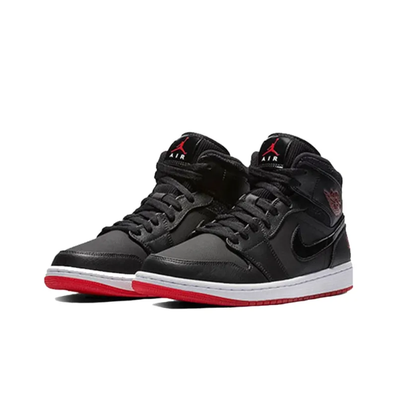 Jordan 1 Mid Black University Red-2