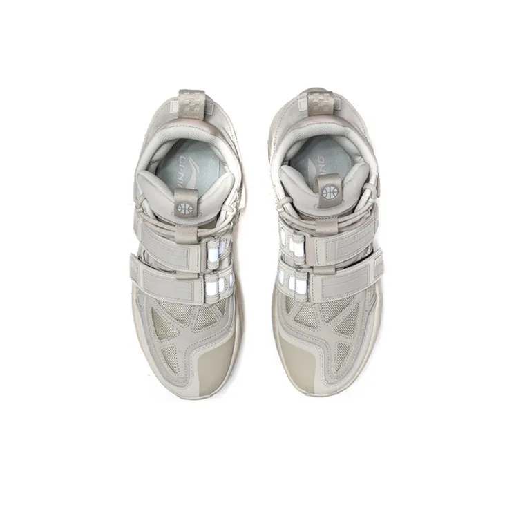 LiNing Vintage Basketball Shoes Men High Top Oyster Gray-3