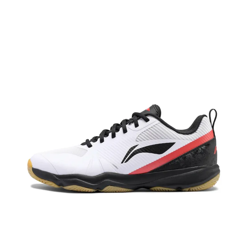 LiNing CS16 Anti Slip Wear Resistant Low Top Badminton Shoes Unisex White Black Red-0