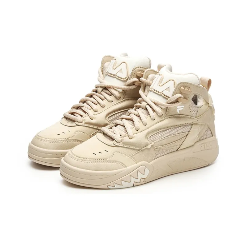 FILA FUSION Desperado We Mid Top Vintage Basketball Shoes Women's Cassava Powder Snow White-1