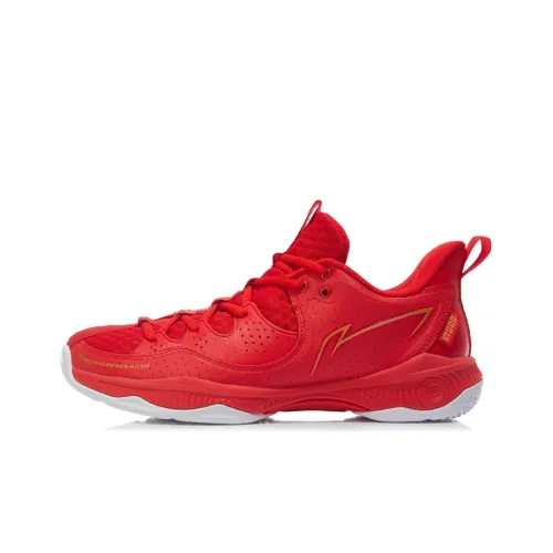 LINING Battle Halberd Badminton Shoes Men Low-Top Flame Red