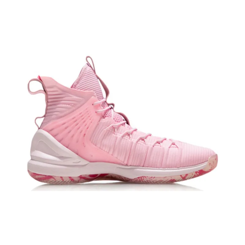 LINING CF Vintage Basketball Shoes Men High Top White/Pink-1