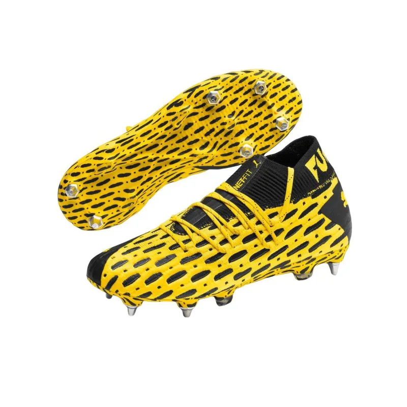 PUMA IC/IN Non-slip Lightweight Soccer Shoes Yellow Black-4