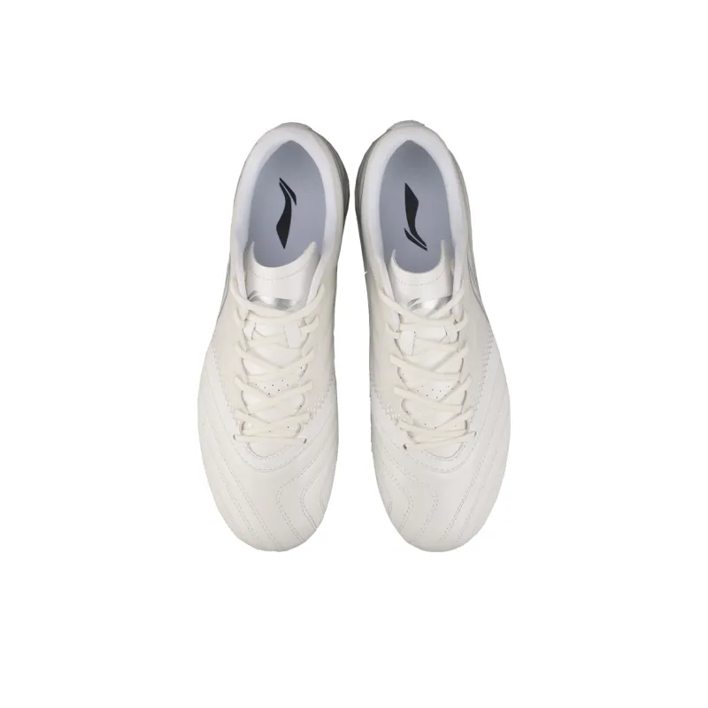LiNing TF Rubber Broken Studs Firm Ground, Artificial Ground Cushioning Soccer Shoes Men's White Silver-3