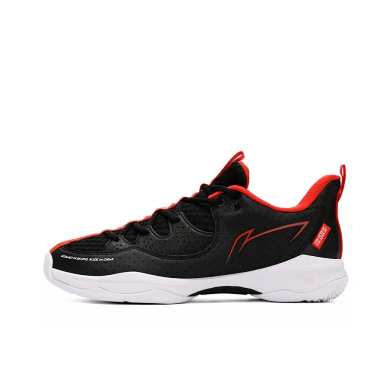 LiNing Battle Halberd Ⅲ LITE Cushioning Rebound Badminton Shoes Unisex Black White Red-0